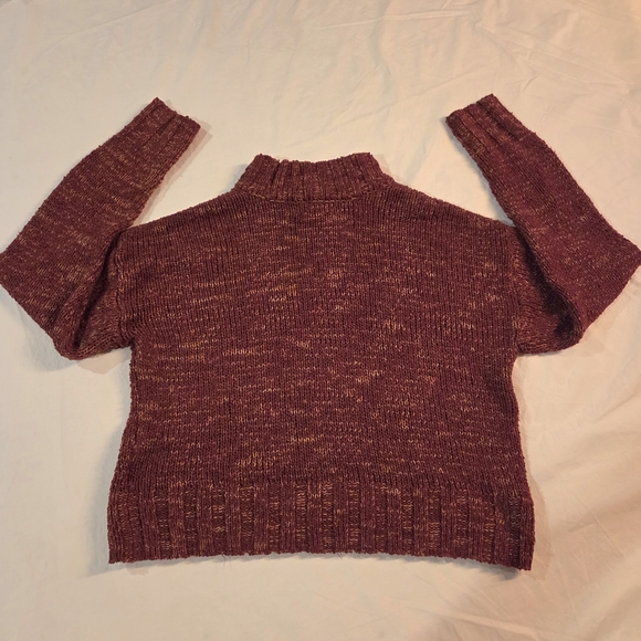 Women's SO Marled Burgundy Mock Turtleneck Sweater - Picture 2 of 6